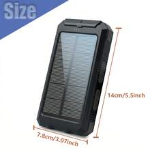 2tlg 10000mAh Power Bank Tragbares Ladegerät Solar Powerbank Externer Akku Wasserdichtes Solarladegeräte mit LED Taschenlampe Handy Akkupack für Camping Outdoor für Smartphones - Orange - Übersicht 8