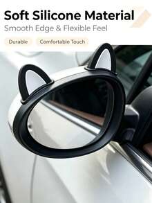 2/4pcs Cute Cat Ear Car Blind Spot Mirror, High Definition Wide Angle Convex Rearview Safety Mirror, Universal Car Accessory, Suitable For Women Girls SUV Sedan - A - View 3