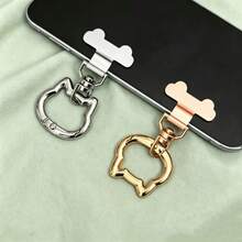 360-Degree Rotatable Mysterious Stainless Steel Clip, Metal Sheet For Connecting Phone And Lanyard, Paired With Metal Cat Head-Shaped Spring Ring Finger Hook - Multicolor - View 5
