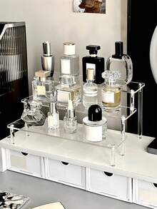 1pc Acrylic Multi-Layer Display Rack, Multifunctional Transparent Storage & Organization Shelf, Suitable For Displaying Figurines, Jewelry, Cosmetics, Perfumes, Ideal For Vacation, Beach, Bathroom, Bedroom And More, High Capacity - Clear - View 4