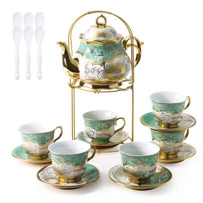20-Piece Blue & White Porcelain Tea & Coffee Set – Double Handle Pot With Cups, Saucers & Spoons, Elegant Traditional Chinese Ceramic Serveware For Afternoon Tea, Home & Office – Ideal Gift