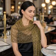 1pc Women's Lightweight Solid Color Sequin Scarf Headwrap Middle Eastern Style Decorative Scarf Sun Protection Beach Shawl Party Shawl Suitable For Daily Use - Olive Gold - View 5