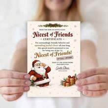 1 Greeting Card + 1 Envelope, Cheerful Christmas Card With Santa And Gifts "Best Friends", Suitable For Close Friends, Classic Winter Holiday Style - Multicolor - View 5