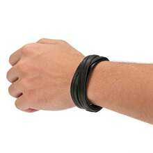 2pcs Black Motorcycle Style Fashion Punk Bracelet, Suitable For Men's Daily Riding And Sports Wear, Exquisite Bracelet Set For Men - Black - View 4