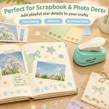 1pc Star-Shaped Embosser, Paper/Photo Stationery Puncher, 2 Different Sizes Star-Shaped Manual Hole Punch - Blue - View 7