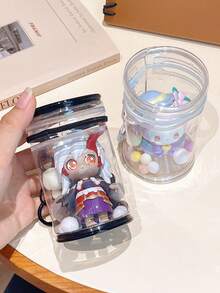 1 Set Of PVC Transparent Baby Walking Bag, Blind Box Storage Display Bag, Dustproof Zipper, Outdoor Cylindrical Bag, Fine Flashing Chain Zipper, Sun Drying Bag, Jewelry Storage Bag - Multicolor - View 12