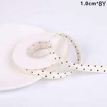 8mm Double-Sided Polka Dot Embossed Silk Satin Ribbon Black And White Polka Dot DIY Bow Hair Accessories Hairband Ribbon - Multicolor - View 14