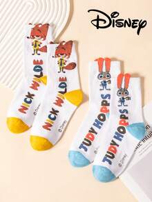 2/1 Pair Disney Men's Mid-Calf Sports Socks, Cute Cartoon Unique Disney Men's Socks With Nick Wilde Fox Pattern, Suitable For Students/Adults As Gifts And Daily Use - Multicolor - View 12