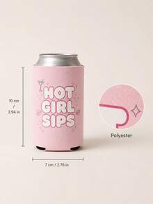 Personalized Can Sleeve, Pink Hot Girl Sips Beverage Cover With Retro Lettering, Custom Text Drink Sleeve For Women And Friends, Pool Party And Bridal Event Accessory, Cup Sleeve For Daily Drinks, Girls Night Celebrations And Gift Giving - Multicolor - View 3