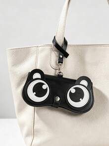 Panda Shaped Soft Leather Glasses Case, Portable Glasses Clip,Glasses Bag Decoration, Protective Cover, Fashion Glasses Storage Box With Buckle And Strap - Multicolor - View 1