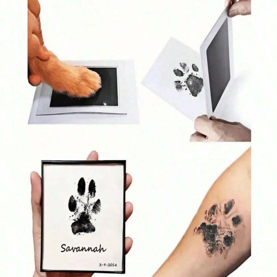 1/2/3/4/5pcs Inkless Pet Paw Print Keepsake (Includes 2 Cards), (Usage: Use With Red Text Facing Down) Pet Memorial, Perfect For Commemorating Cat And Dog Growth, Preserving Precious Pet Memories, Valentine's Day Gift (Remove Hair Between Pet Paws For Best Results) - Multicolor - View 1