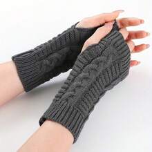 1PC Unisex Twist Fingerless Gloves, Autumn/Winter Short Half-Finger Warm Gloves, Fashion Outdoor Warm Sleeves, Simple Multi-Use, Seasonal Wear, Winter Accessory, Minimalist Design, Casual Style, Washable, Durable Warm Gloves, All-Season Shopping Essential, Suitable For Everyone - A - View 3