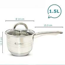 EliteHoff Stainless Steel Saucepan With Glass Lid, 7-Layer Base, Long Handle Cooking Pot For Induction & All Stovetops – 1.5L / 2.1L / 2.9L - View 11