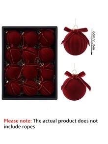 12pcs/Set Plush Christmas Balls, Bow Plush Christmas Balls, Christmas Tree Hanging Ornaments, Merry Christmas Decoration, Christmas Hanging Decor, Christmas Party Supplies, Christmas Gifts, Home Indoor & Outdoor Decoration, Enhance Christmas Atmosphere - Christmas - View 13