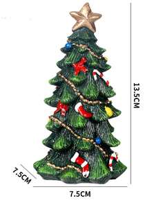 8pcs/1pc Green Christmas Tree Ornament, Resin Pyramid Shaped Mini Figurine With Star Top And Candy Cane Decoration, Christmas Party Home Desktop Centerpiece Decoration, Winter Holiday Decor - Multicolor - View 13