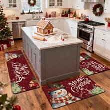 1/2/3pcs Christmas Theme Kitchen Rug, Flannel Kitchen Rug Comfortable Soft Absorbent Non-Slip Machine Washable With Non-Slip Backing Multi-Functional Home Floor Mat Suitable For Doorway Living Room Bedroom Kitchen Dining Room Bathroom Laundry Room Patio Entryway Holiday Christmas Decor Mat - Multicolor - View 6
