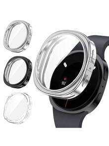 3 Packs Soft Electroplated Case With Screen Protector Full Coverage Bumper Shell Cover Compatible With Samsung Galaxy Watch Case 8/9 40mm 44mm TPU Ultra-Thin Cover Shockproof Anti-Scratch Anti-Collision Screen Protector Galaxy Watch 8 9 Protective Case Classic 44mm 40mm Sports Accessories Watch 9 Watch 8 Men Women - Full-coverage Case - View 20