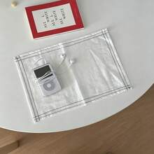 1/2/4pcs Japanese Ins Style Minimalist Washable Red Line Contrast Color Placemats & Napkins, Suitable For Wedding, Valentine's Day Photography Decoration And Daily Use - Multicolor - View 8