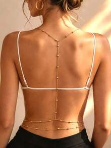 Fashion Sexy Tassel Metal Back Chain Body Chain, Beach Party Bikini Back Jewelry, Valentine's Day Gift For Women - Gold - View 1