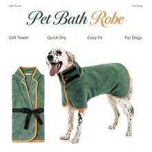 Dog Bathrobe For Large Dogs, Full Body Wrap Super Absorbent Quick Dry Pet Drying Robe, Adjustable Magic Sticker Coral Fleece, Machine Washable, For Bathing Swimming & Wet Walking, Suitable For Golden Retriever, Labrador, Border Collie, Samoyed - Grey - View 7