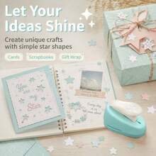 1pc Star-Shaped Embosser, Paper/Photo Stationery Puncher, 2 Different Sizes Star-Shaped Manual Hole Punch - Blue - View 6