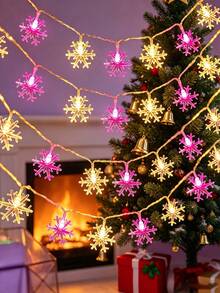 1pc 1.5/3/6m Indoor Decoration Snowflake Light String,Battery Power Supply,Christmas Room Decor, Bedroom Decor, Wall Decor And Desktop Decor Snowflake Light String,Christmas Party, Christmas Tree Decoration Light String,Winter Decor Snowflake Lights - Snowflake - View 1