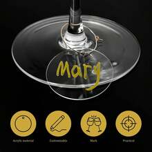 20/50pcs Wine Glass Decor Rings Round Acrylic Blank Wine Glass Marker Rings Suitable For Stemware Christmas Wedding Tasting Party Martini Glasses Birthday Decoration Identification Labels - View 2