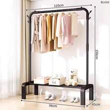 Perchero para Ropa de Doble Barra con Estante Inferior, Organizador de Ropa para Dormitorio y Vestidor, Estructura Amplia para Colgar Camisas, Vestidos, Pantalones y Chaquetas, Espacio Adicional para Zapatos, Cajas y Accesorios, Diseño Funcional para Mantener tu Hogar Ordenado - Multicolor-Tendedero de barra única - Ver 3