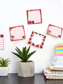 240pcs/60pcs,Cute Ladybug Pattern Sticky Notes, Decorative Self‑Adhesive Memo Pads, Cartoon Square Notepads, Planner Accessories, School Office Stationery Supplies,Essential For The Start Of School, Gifts For The Start Of School - one-size - View 7