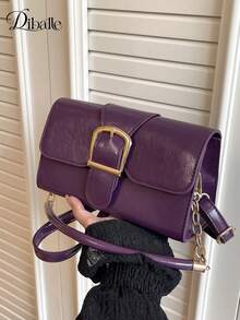 New Artificial Leather Decor Small Square Bag Women's Fashion Minimalist Shoulder Crossbody Bag With Lock Closure Commuter Underarm Bag Versatile Elegant Daily Vacation Women's Small Handbag - Mauve Mist - View 14
