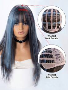 alicegarden 26-Inch Long Synthetic Wig Featuring A Natural Straight Style A Stunning Multicolor. Designed With Bangs , This False Hairpiece Is Perfect For Ms Daily Party Cosplay Use, Offering A Natural And Natural Durable Wig Gift For Ladies. - Multicolor - View 9