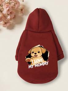1pc Burgundy Pet Clothes, Thermal Lined Hoodie Sweatshirt For Cats And Small Dogs, Puppy Apparel With Sleeves, Anti-Shedding, Autumn/Winter - Burgundy - View 10