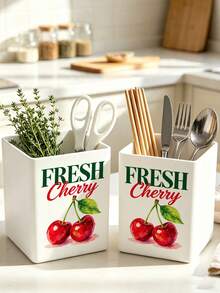 1件裝「FRESH CHERRY」多功能收納整理盒－餐具架、桌面收納盒（適用於收納餐具、吸管、茶包、筆、遙控器），塑膠材質，小巧省空間，適合廚房、辦公室、客廳（下單前請確認尺寸） - 彩色 - 查看 6