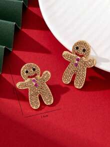 Lindos pendientes de Navidad con hombre de jengibre de diamantes de colores estilo europeo y americano - hombre de jengibre - Ver 6