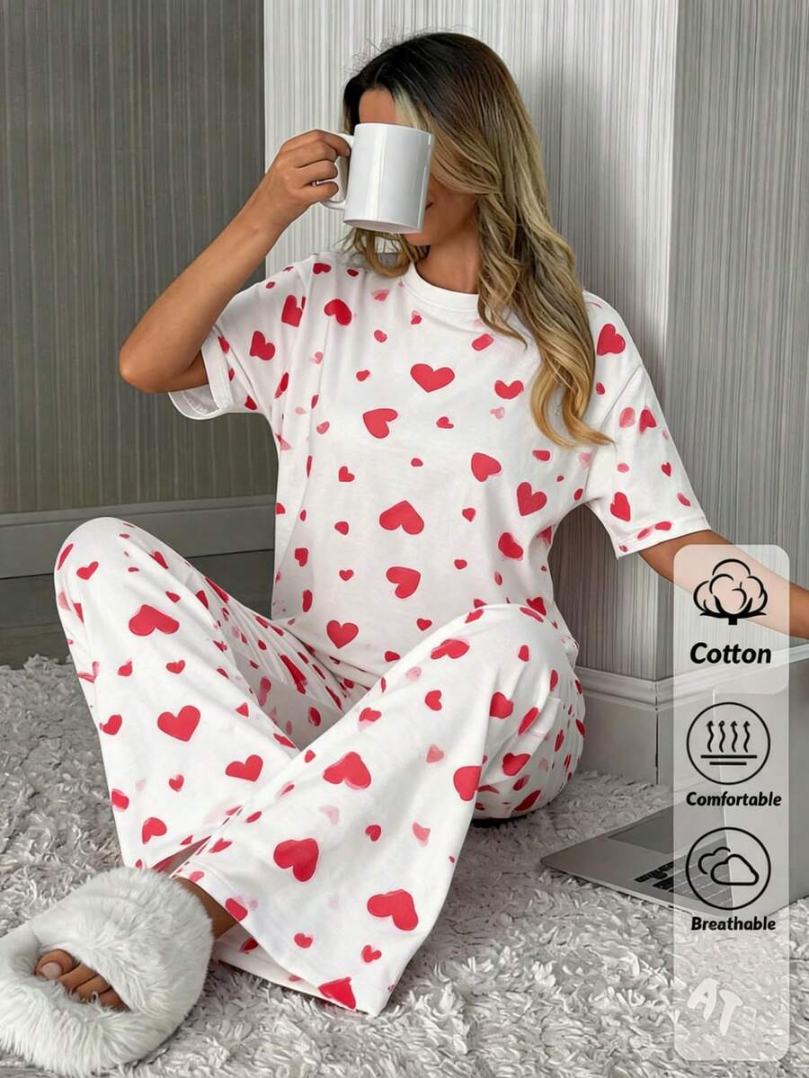 Where Style Meets Comfort Enjoy Your Time At Home With This Soft Short-Sleeved Pajama Set. - White - View 1