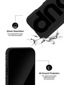 Casing Ponsel Koolife Fashion dengan Cetakan Bahasa Inggris, Bahan TPU, Permukaan Halus dan Keras, Tahan Gores, Tahan Aus, Tahan Lama dan Tahan Benturan, Cocok Sebagai Hadiah, Kompatibel dengan Seri 11, 12, 13, 14, 15, 16, 17, 18 (Termasuk Versi Pro dan Pro Max) - Dark Grey - View 3