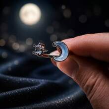 1 Pc Fantasy Copper Zirconia Butterfly Heart Moon Ring Women Gift - Silver - View 4