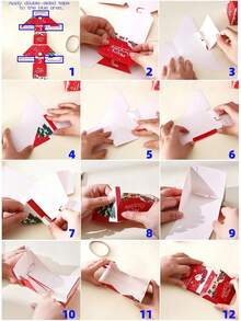 5pcs/1set Surprise Gift Box Cash, Christmas Surprise Gift Box Cash, Christmas Cash Luxury Folding Pop-Up Surprise Box (Green & Red Color) - Multicolor - View 9