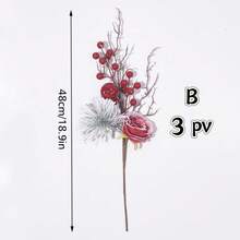 3pcs Christmas Decoration Christmas Berry Bouquet Artificial Pine Cone Christmas Tree Ornament Pine Needle Red Berry Arrangement Stem - Multicolor - View 8