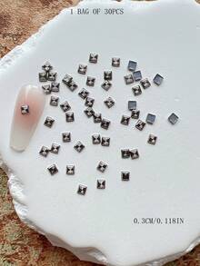 30pcs Nail Art Studs, Spiral Flower Round Square Rectangular Rivet Decorations, Minimalist Versatile All-Match Accessories - Multicolor - View 27