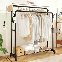 Perchero de Ropa Multifuncional con Doble Barra para Colgar y Estante Inferior, Organizador para Recámara con Amplio Espacio para Prendas, Zapatos, Bolsas y Cajas, Diseño Moderno y Práctico, Ideal para Crear un Vestidor en Casa, Preparar tus Outfits y Mantener Cada Prenda en su Lugar - Multicolor-Tendedero de doble barra - Ver 3