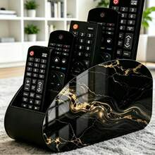 New Single Piece Wooden Remote Control Storage Box, Marble Pattern, Suitable For TV Remote, Glasses, Makeup Brushes, Pens, Office Supplies, Smart Controllers, Desktop Storage Organizer, Multi-Functional Storage Box, Home Office Holiday Gift, New Single Piece Wooden Remote Control Storage Box, Marble Pattern, Suitable For... - Multicolor - View 1