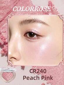 COLORROSE 4.2g 女孩夢幻系列月亮面紗高光，附鏡子，閃亮亮片高光，美妝提亮，腮紅與高光二合一，輕盈絲滑軟烤粉，水光透亮光澤，可疊加顯色 - CR240 蜜桃粉 - 查看 5