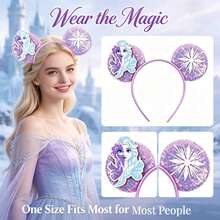 Disney 2Pcs Frozen Elsa Character Sequin Mouse Ear Headbands Set, Sparkly Glitter Cosplay Hairbands For Theme Park Birthday Xmas Holiday Party - Multicolor - View 6