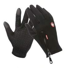 Simple And Casual Full-Finger Fleece-Lined Winter Gloves, Featuring Side Zipper And Decorative Tag Details. Touchscreen Compatible, Windproof And Warm, Suitable For Outdoor Sports And Daily Commuting. Winter Gloves, Cycling Gloves. - Multicolor - View 15