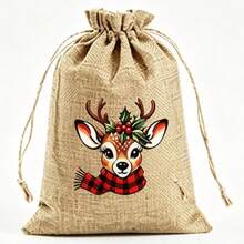 Christmas Decor, Gnome Linen Drawstring Gift Bags, Xmas Candy Treat Goody Pouches, Tree Ornaments, Holiday Party Favor Storage Sacks - Multi-color - View 10
