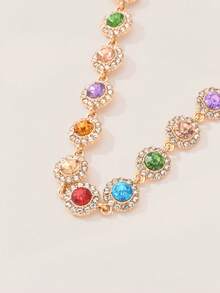 Valisandre Elegant Colorful Crystal Necklace Decorative Accessory, Gift For Holidays, Birthdays, Parties (For Girls) - Gold - View 7