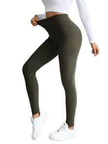 Plus Size Women Thermal Bottoms - Army Green - View 4