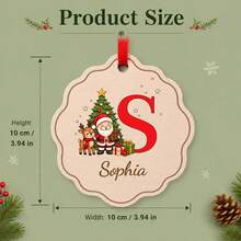 Custom Christmas Initial Name Ornament, Personalized Santa Reindeer Tree Hanging Decor, Festive Red Holiday Style, Customized Name Christmas Decoration, Customizable Monogram Keepsake, Christmas Tree Ornament, Holiday Gift 2026, Family, Friends - Style B - View 2