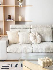 1pc Solid Color Plush Sofa Cover, Elastic Stretch Wrap, Warm And Comfortable Minimalist Ins Style Pet-Proof Non-Slip Elastic Band, Machine Washable All-Season Universal Sofa Protector For Living Room, Bedroom, Study, 1-2-3-4 Seater Armrest Backrest - Light Grey - View 5